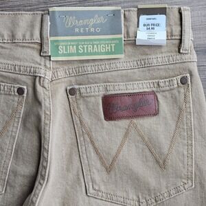 Wrangler Retro Jeans Men 29x32 Tan Slim Straight Khaki Western Denim Pants NWT